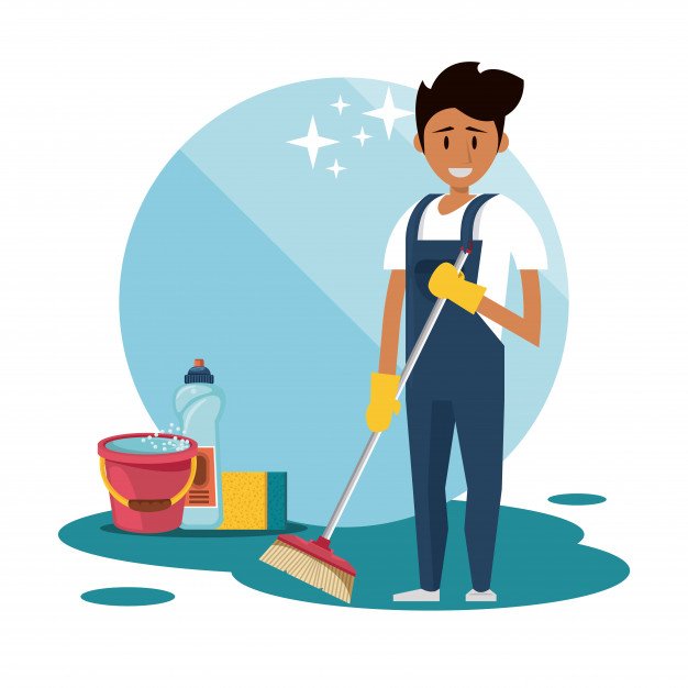 cleaner with products graphic